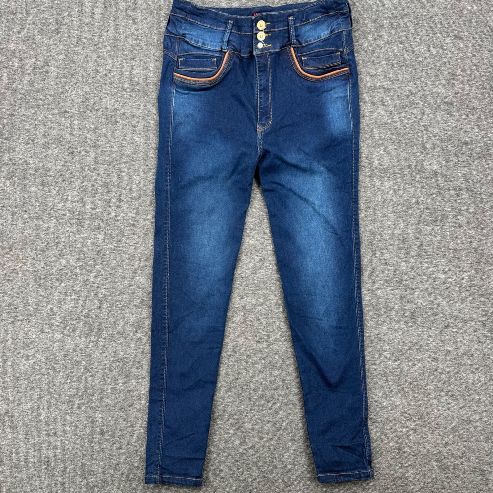 Li Rose Push Up Jeans Womens Dark Wash High Rise Skinny Colombian Denim Blue